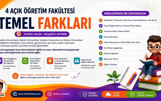 4 AÇIKÖĞRETİM FAKÜLTESİ ARASINDAKİ TEMEL FARKLAR
